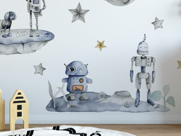 Kosmiczne roboty naklejki na ścianę