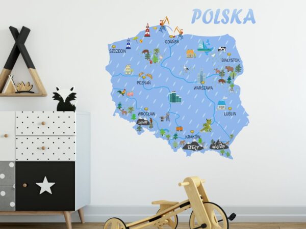 Naklejka na ścianę Mapa Polski różne kolory