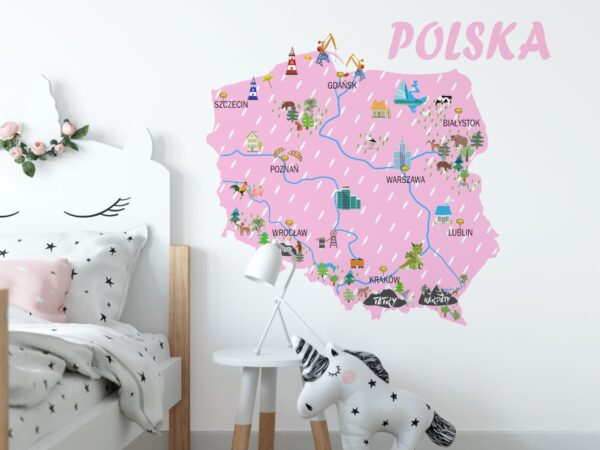 Naklejka na ścianę Mapa Polski różne kolory
