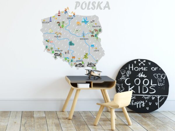 Naklejka na ścianę Mapa Polski różne kolory