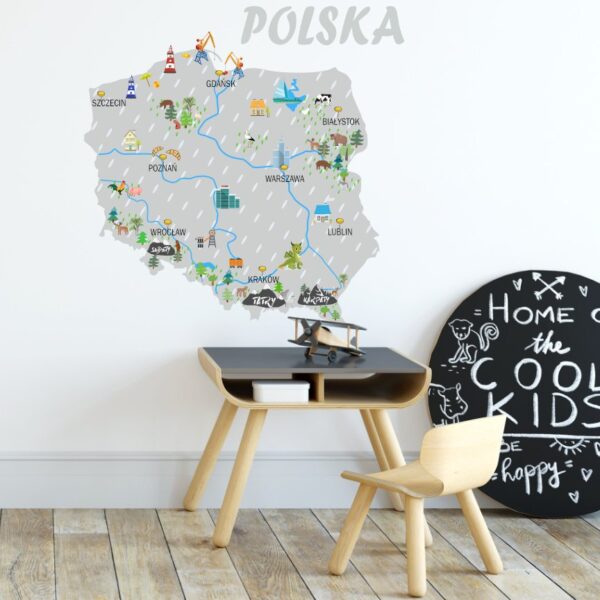 Naklejka na ścianę Mapa Polski różne kolory