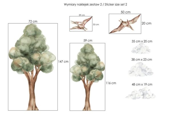 Drzewka do dinozaurów naklejki