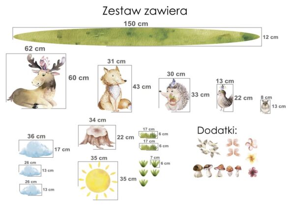 Leśne naklejki na ścianę do pokoju dziecka LK2