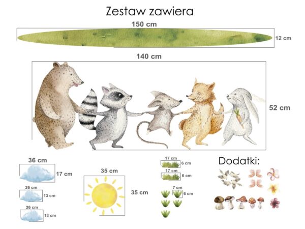 Leśne zwierzęta trzymające się za łapki LK3