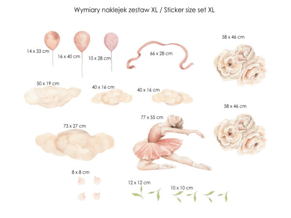 Baletnica z szarfą wśród balonów rozmiar XL