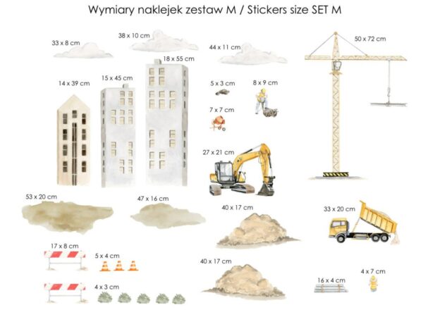 Naklejki zestaw budowlany rozmiar M