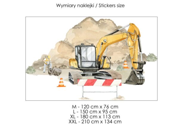 Naklejki na ścianę koparka na budowie wymiary