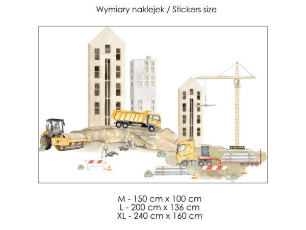Naklejki z motywem budowy wymiary
