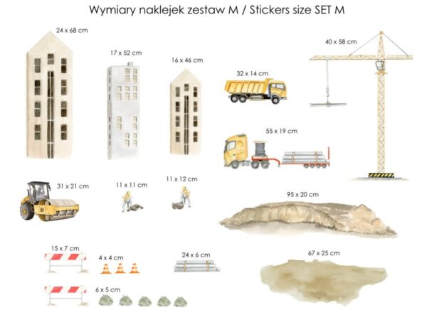 Naklejki z motywem budowy zestaw M