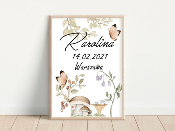 Plakat metryczka z kwiatami
