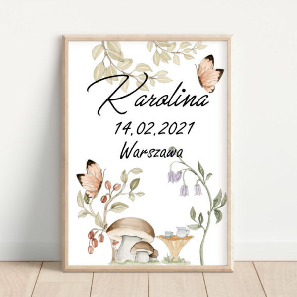 Plakat metryczka z kwiatami