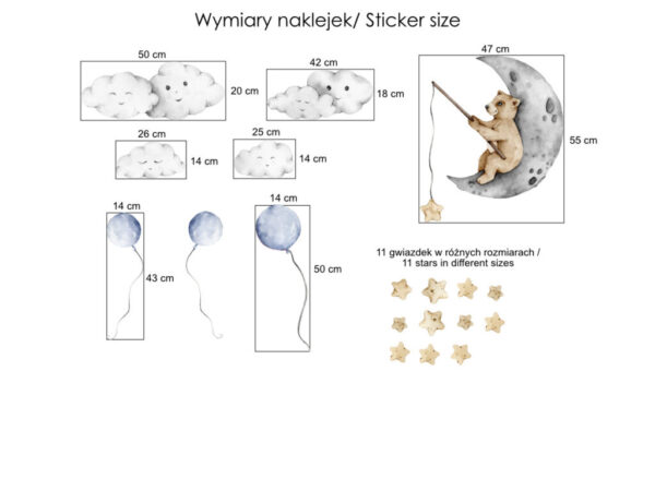 Marzący miś naklejka na ścianę