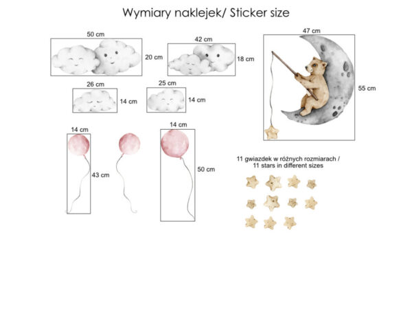 Marzący miś naklejka na ścianę