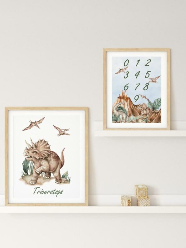 Plakat liczby z dinozaurami