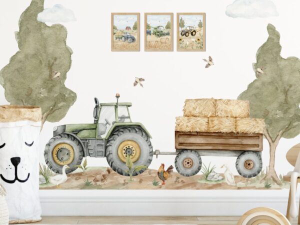 Naklejki na ścianę traktor na farmie