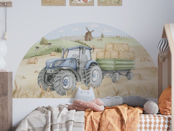 Traktor na farmie naklejka na ścianę