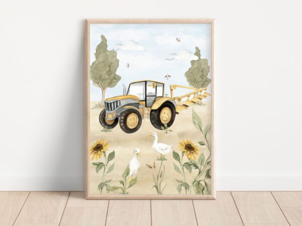 Traktor na farmie plakat