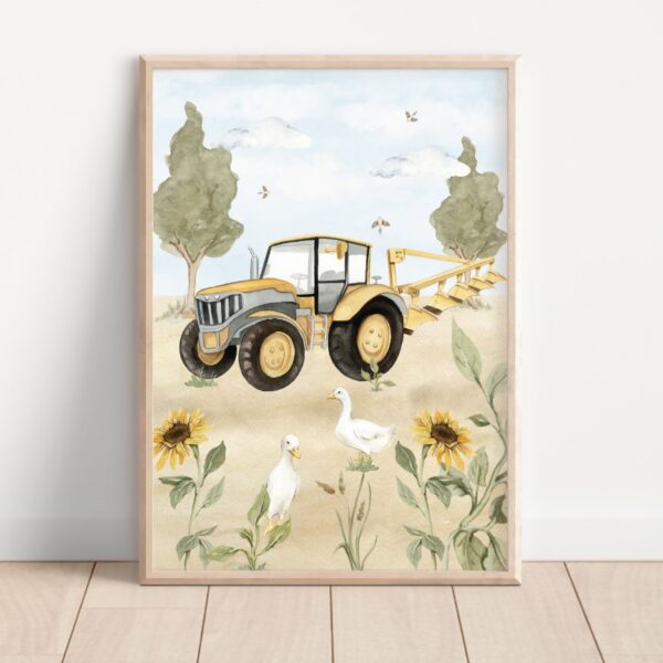 Traktor na farmie plakat