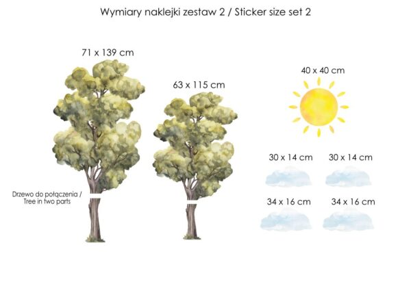 Zestaw 2 wymiary naklejek