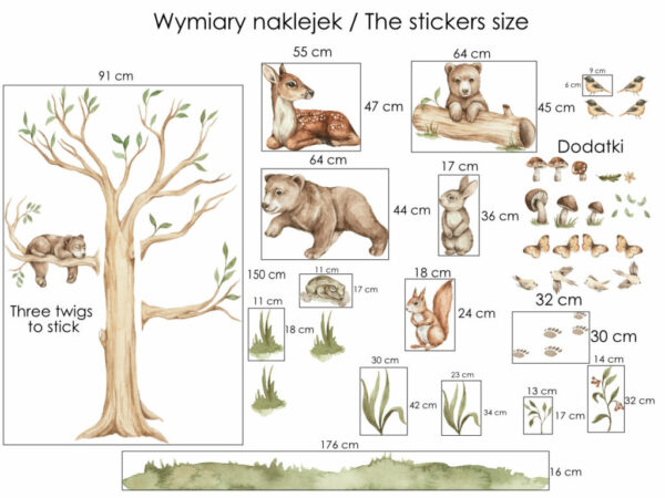 Zestaw leśnych naklejek na ścianę