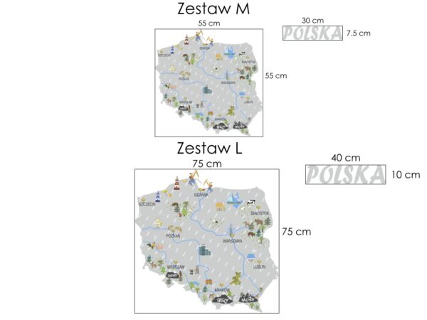 Naklejka na ścianę Mapa Polski różne kolory