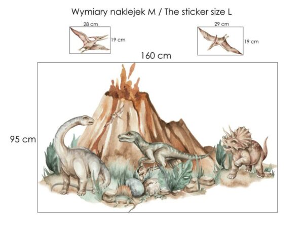 Dinozaury na ścianę naklejka za łóżko